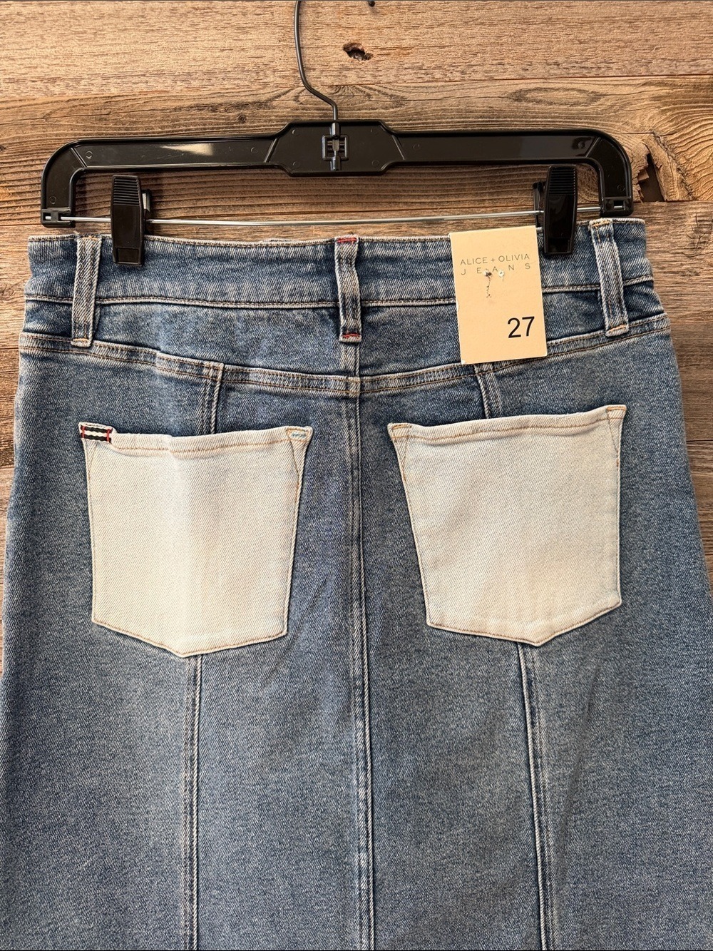 Alice + Olivia Rye Two-Tone Low Rise Maxi Jean Skirt Size 27 NWT - Picture 7 of 14
